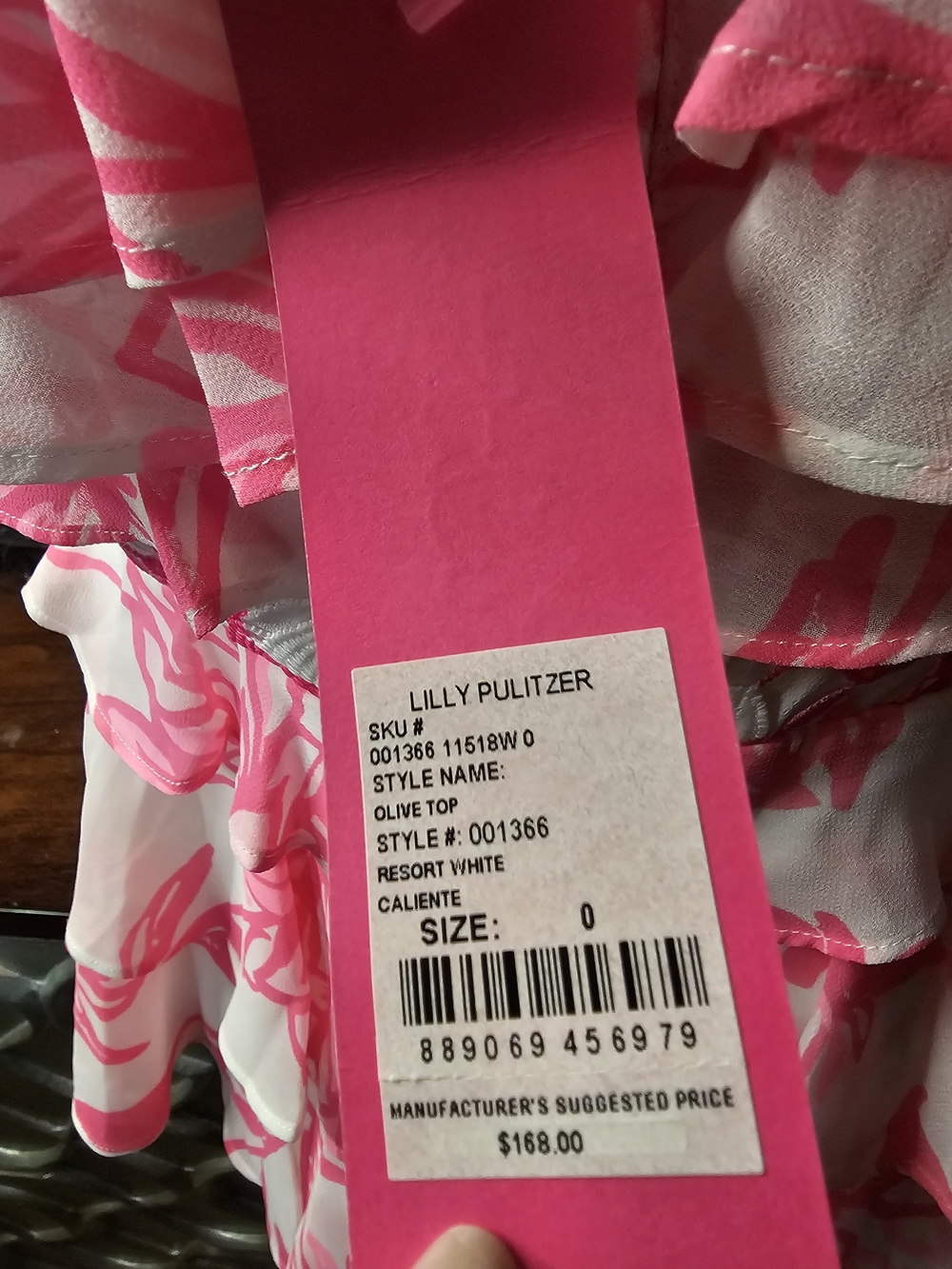 Lilly Pulitzer White Top with Pink Floral Ruffle Detail - Picture 6 of 8